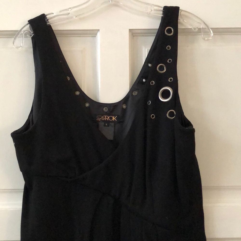 La Rok black knit gromet dress sz L - Picture 3 of 5